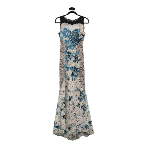 BCBGMaxAzria Tahiti Blue Combo Provence Sleeveless Open-Back Gown Maxi Dress 4 - Picture 2 of 16